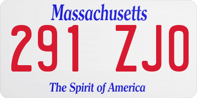 MA license plate 291ZJ0