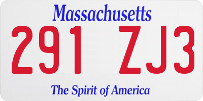 MA license plate 291ZJ3