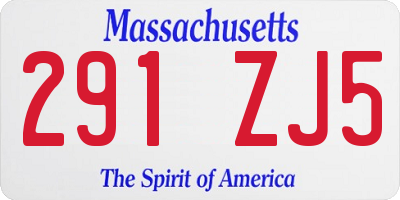 MA license plate 291ZJ5