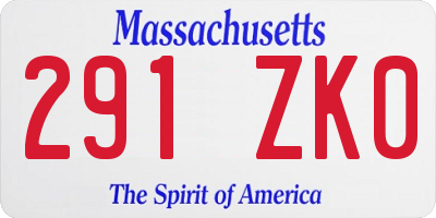 MA license plate 291ZK0