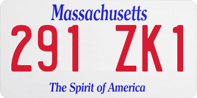 MA license plate 291ZK1