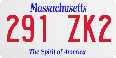 MA license plate 291ZK2