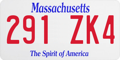 MA license plate 291ZK4