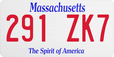 MA license plate 291ZK7
