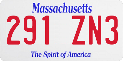 MA license plate 291ZN3