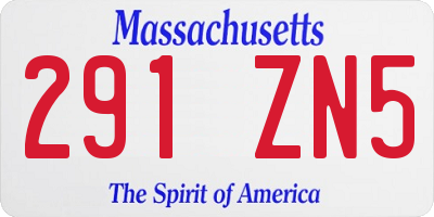 MA license plate 291ZN5