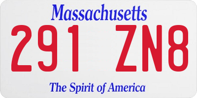 MA license plate 291ZN8