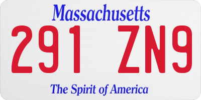 MA license plate 291ZN9