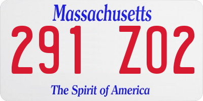 MA license plate 291ZO2