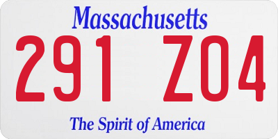 MA license plate 291ZO4
