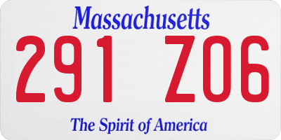 MA license plate 291ZO6