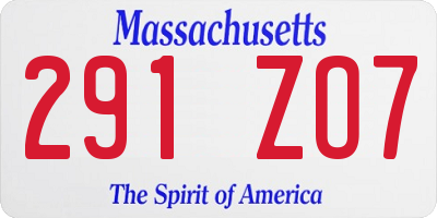 MA license plate 291ZO7