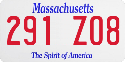 MA license plate 291ZO8