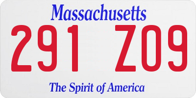MA license plate 291ZO9