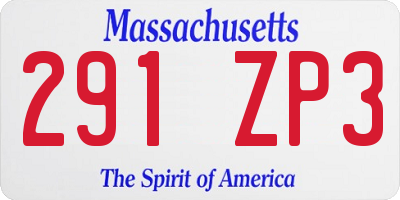 MA license plate 291ZP3