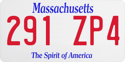 MA license plate 291ZP4