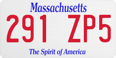 MA license plate 291ZP5