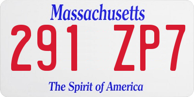 MA license plate 291ZP7