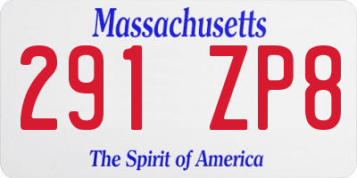 MA license plate 291ZP8