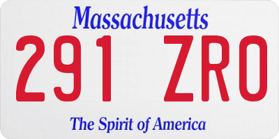 MA license plate 291ZR0