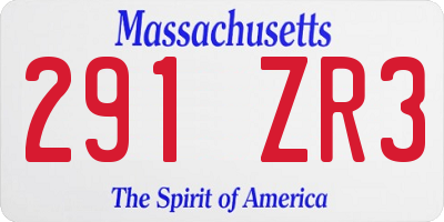 MA license plate 291ZR3