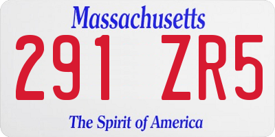 MA license plate 291ZR5