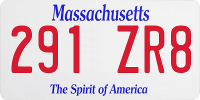 MA license plate 291ZR8