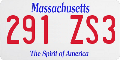 MA license plate 291ZS3