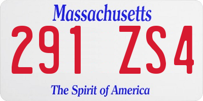 MA license plate 291ZS4