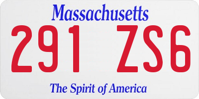 MA license plate 291ZS6