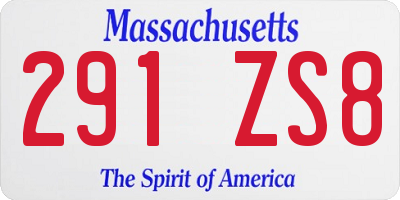 MA license plate 291ZS8