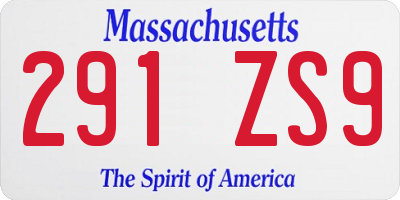 MA license plate 291ZS9
