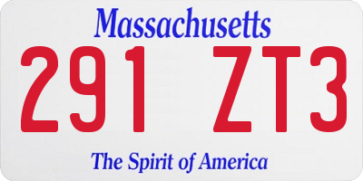 MA license plate 291ZT3