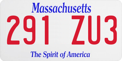 MA license plate 291ZU3