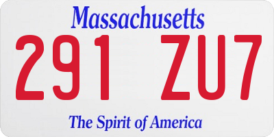 MA license plate 291ZU7