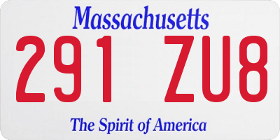 MA license plate 291ZU8