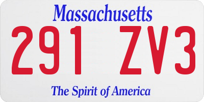 MA license plate 291ZV3