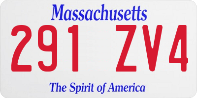 MA license plate 291ZV4
