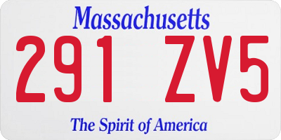 MA license plate 291ZV5