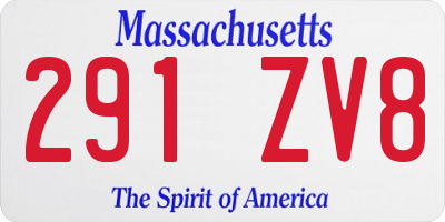 MA license plate 291ZV8