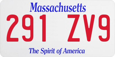 MA license plate 291ZV9