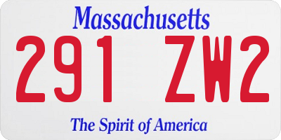 MA license plate 291ZW2