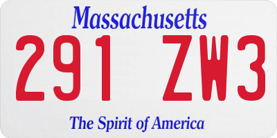 MA license plate 291ZW3