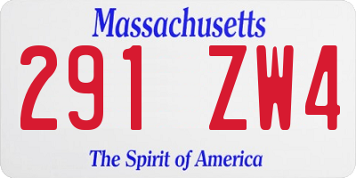 MA license plate 291ZW4
