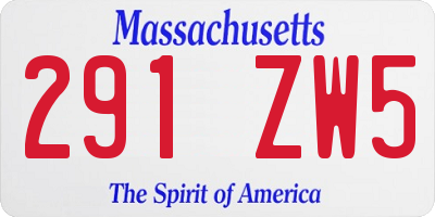 MA license plate 291ZW5