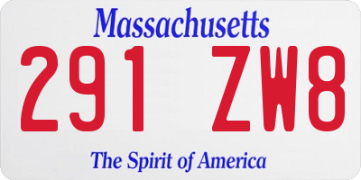 MA license plate 291ZW8