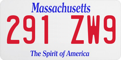 MA license plate 291ZW9
