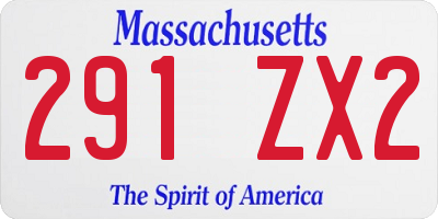 MA license plate 291ZX2