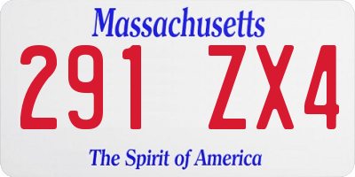 MA license plate 291ZX4