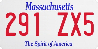 MA license plate 291ZX5